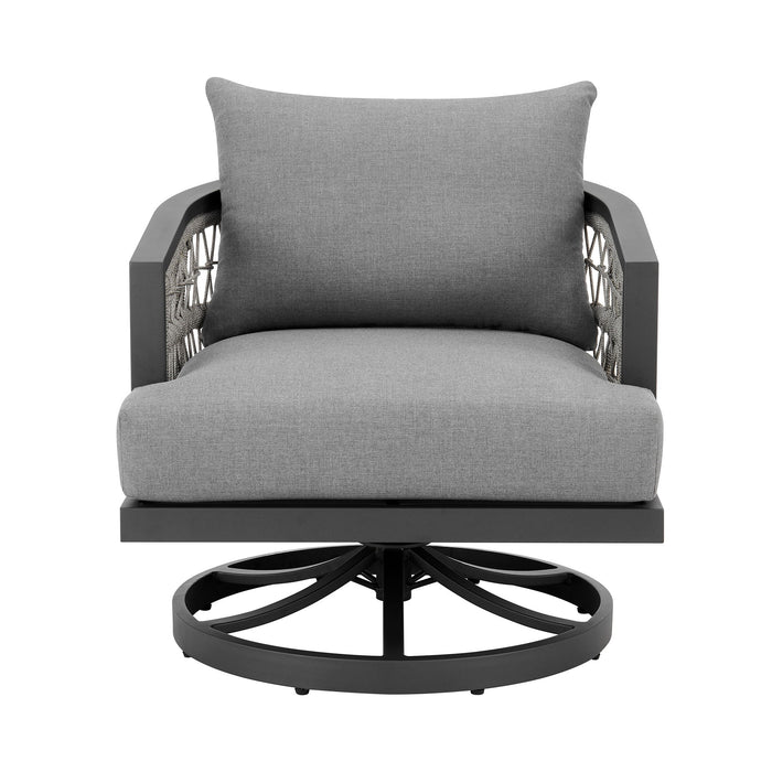 Zella - Outdoor Patio Swivel Armchair - Light Gray / Earl Gray - Simple Home Plus