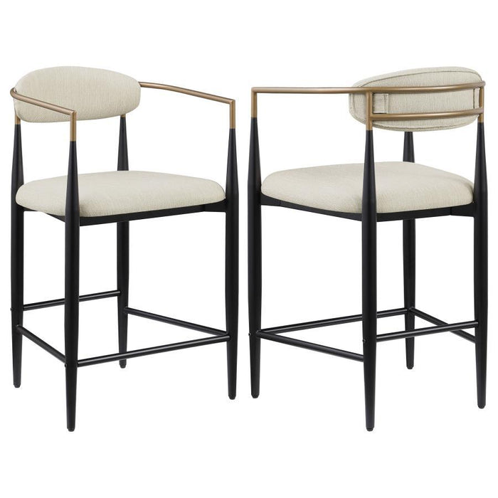 Tina - Metal Counter Height Bar Stool With Upholstered Back And Seat (Set of 2) - Simple Home Plus