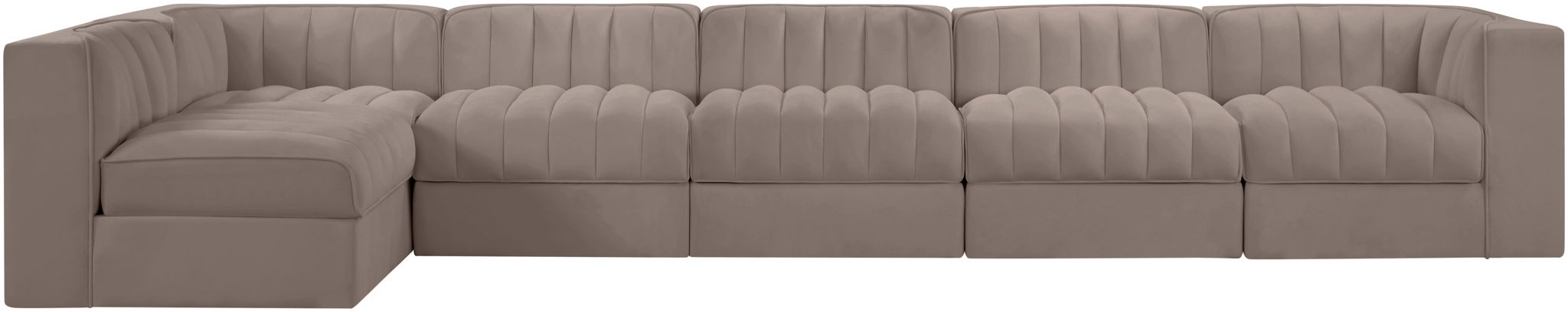 Rummi - Velvet Performance Fabric Upholstered 6 Piece Modular Sectional, L-Shaped (Right) - Simple Home Plus