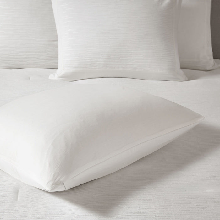 Hanae - King Blend Yarn Dyed 3 Piece Comforter Set - White - Simple Home Plus