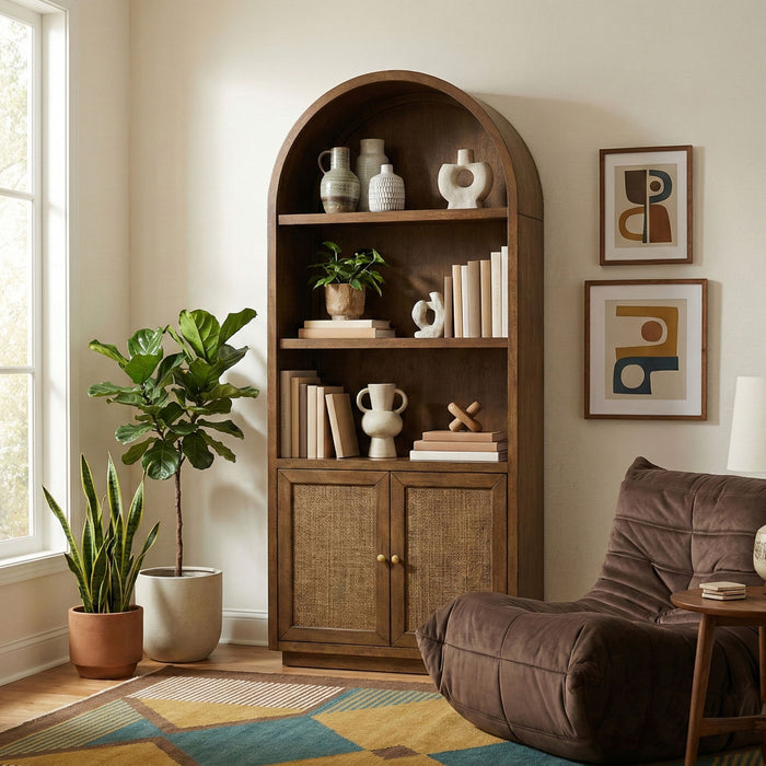 Botanical - Oak Veneer And Solid Wood Bookcase - Simple Home Plus