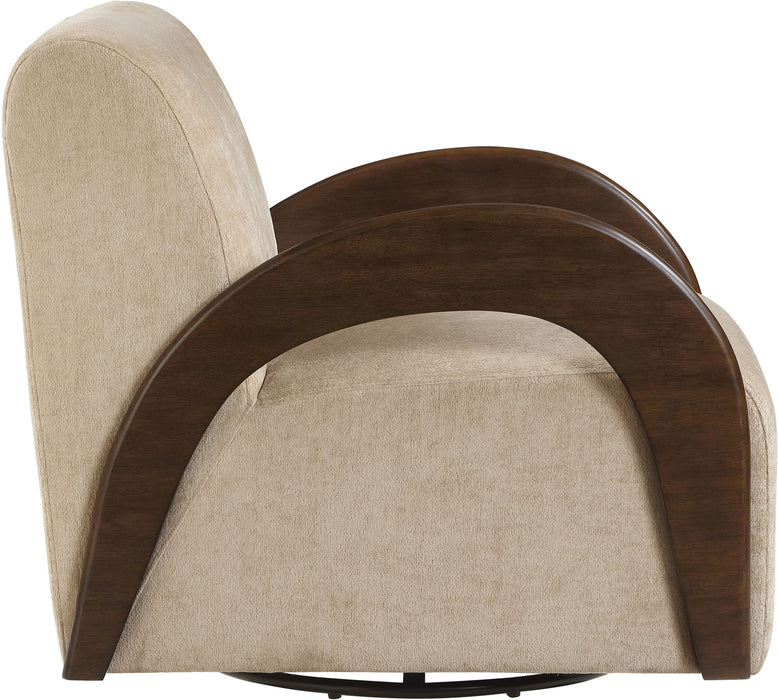Neria - Chenille Fabric Upholstered Swivel Accent Chair - Painted Brown Base - Simple Home Plus