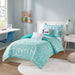 Raina - Twin Metallic Printed Comforter Set - Aqua / Silver - Simple Home Plus