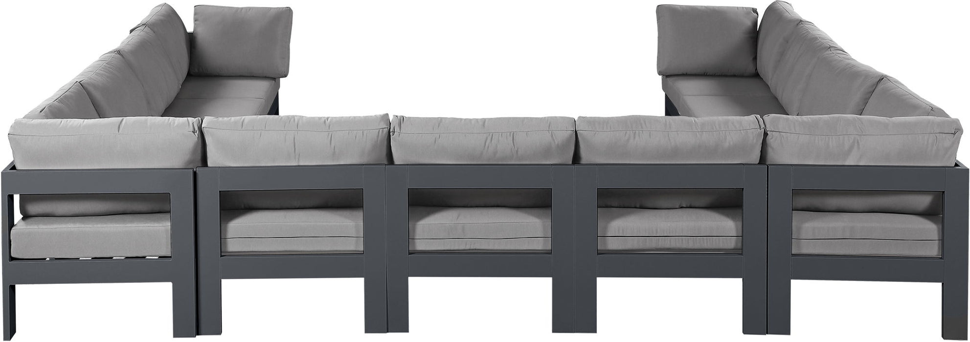 Nizuc - Outdoor Patio 11 Piece Modular Sectional With Gray Frame - Simple Home Plus