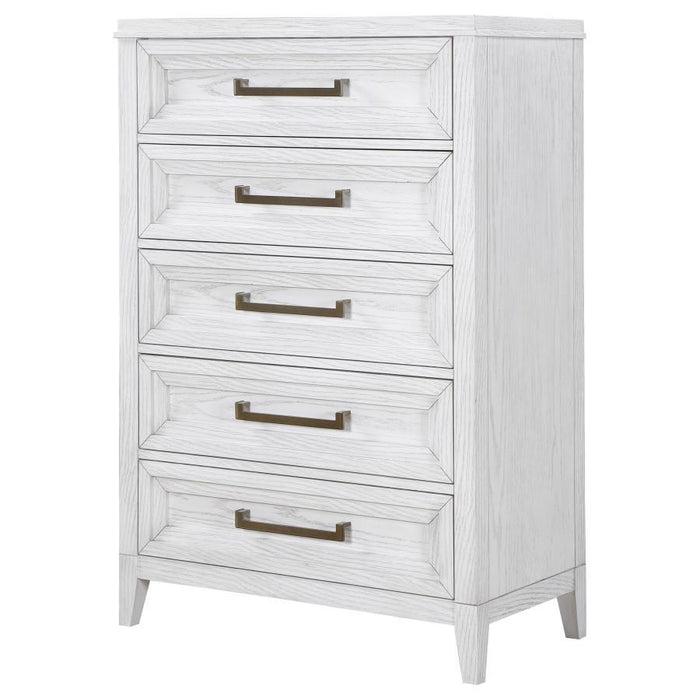 Marielle - 5-Drawer Bedroom Chest - Distressed White - Simple Home Plus