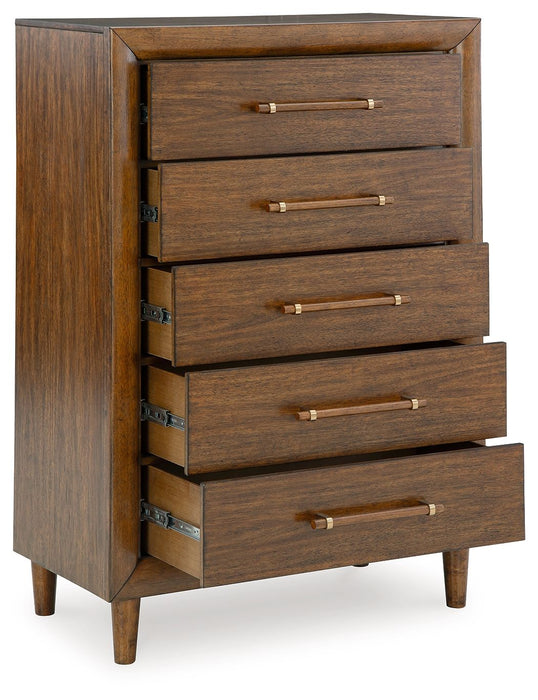 Lyncott - Brown - Five Drawer Chest - Simple Home Plus