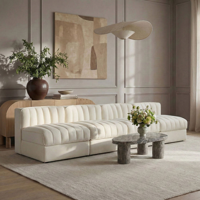 Rummi - Armless Velvet Performance Fabric Upholstered 4 Piece Modular Sofa - Simple Home Plus