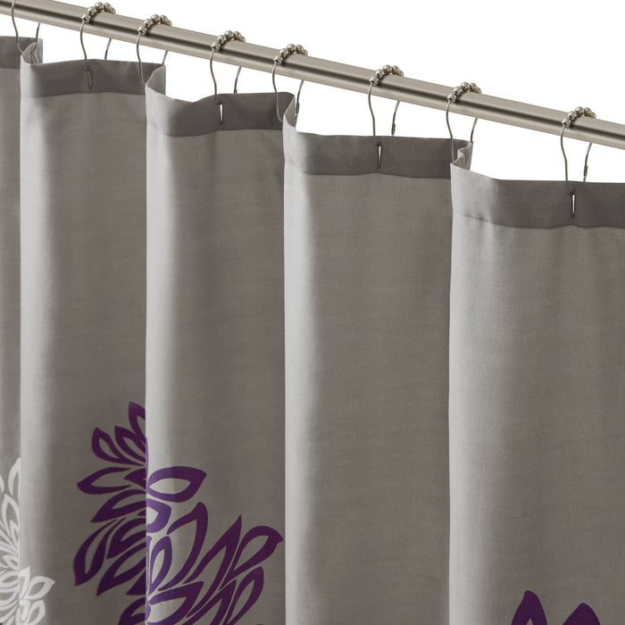 Maible - Printed Floral Shower Curtain - Purple - Simple Home Plus