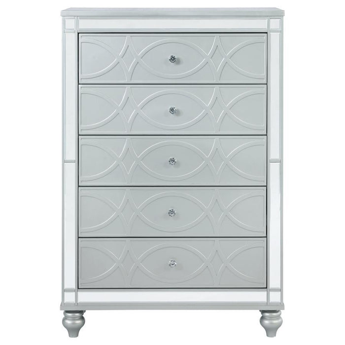 Gunnison - 5-Drawer Bedroom Chest - Silver Metallic - Simple Home Plus
