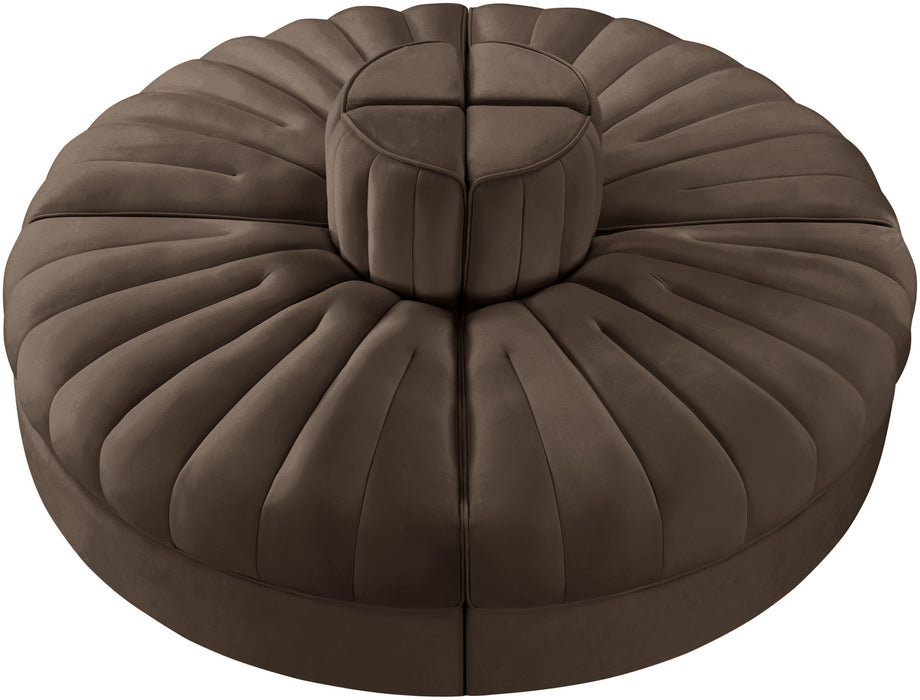 Rummi - Round Velvet Performance Fabric Upholstered 4 Piece Modular Sofa - Simple Home Plus