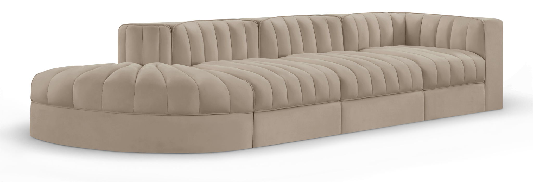 Rummi - Velvet Performance Fabric Upholstered 4 Piece Modular Sectional With Reverse Corner Chair - Simple Home Plus