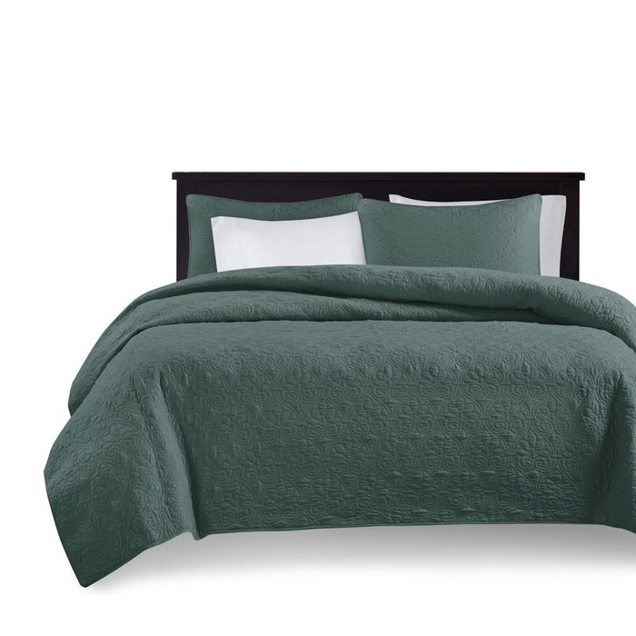 Quebec - 3 Piece King/California King Reversible Quilt Set - Balsam Green - Simple Home Plus
