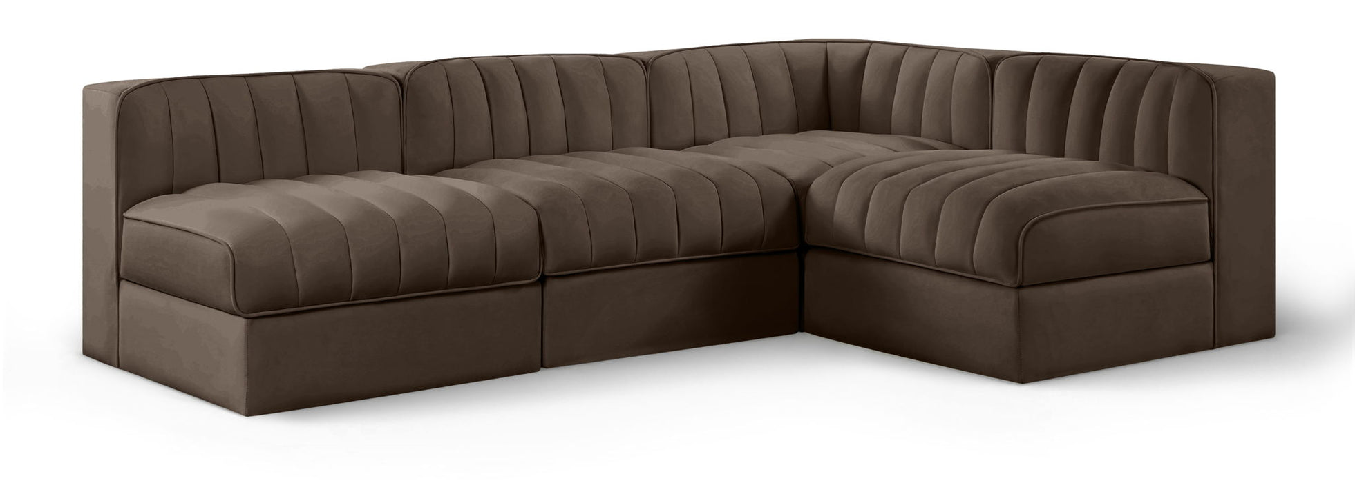 Rummi - Armless Velvet Performance Fabric Upholstered 4 Piece Modular Sectional - Simple Home Plus