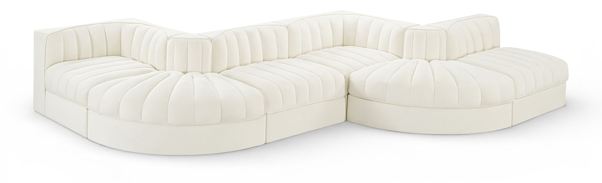 Rummi - Rounded Velvet Performance Fabric Upholstered 6 Piece Modular Sectional - Simple Home Plus