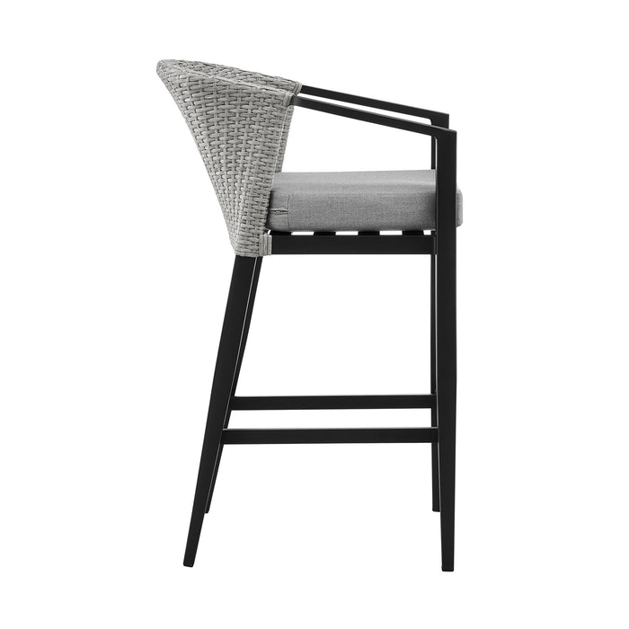 Palma - Outdoor Patio 5-Piece Bar Table Set In Aluminum With Gray Cushions - Simple Home Plus