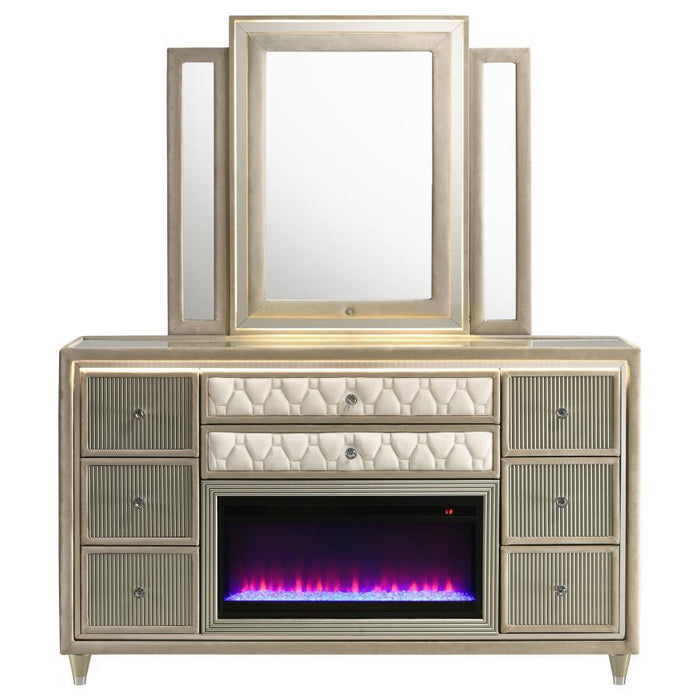 Lorient - 8-Drawer LED Bedroom Flame Box Dresser - Simple Home Plus