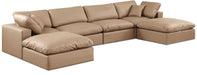 Comfy - 6 Piece Faux Leather Modular Double Chaise Sectional - Tan - Simple Home Plus
