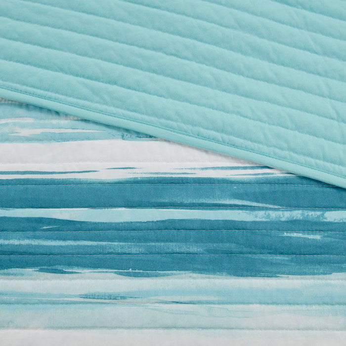 Marina - 6 Piece Quilted Coverlet Set - Aqua - Simple Home Plus