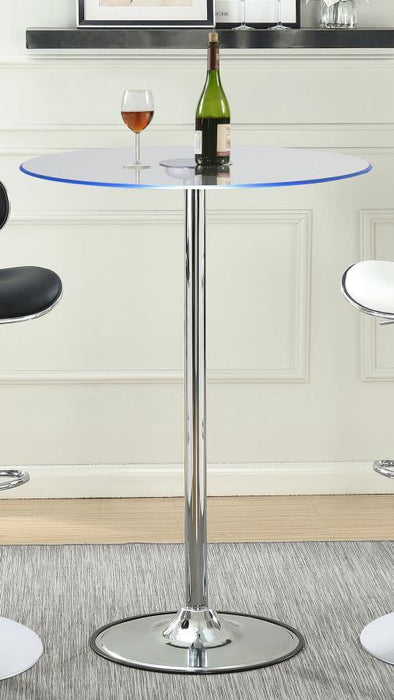 Thea - Round Glass Top LED Bistro Bar Table - Chrome - Simple Home Plus