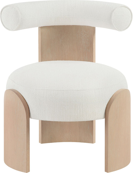 Calder - Linen Textured Fabric Upholstered Accent Chair - Painted Natural Base - Simple Home Plus
