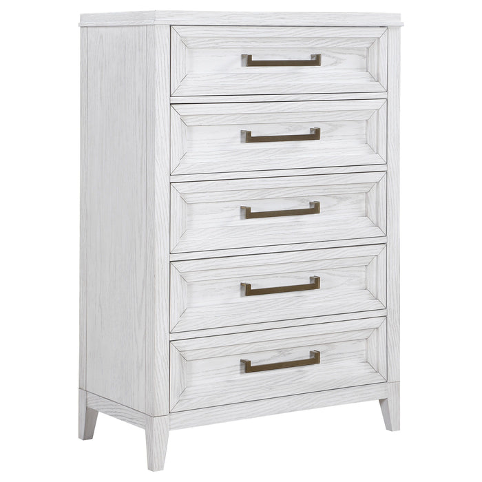 Marielle - 5-Drawer Bedroom Chest - Distressed White - Simple Home Plus