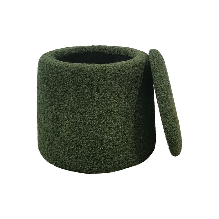 Tara - Round Storage Ottoman - Green - Simple Home Plus