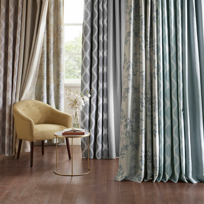 Blakesly - Printed Ikat Blackout Patio Curtain - Aqua - Simple Home Plus