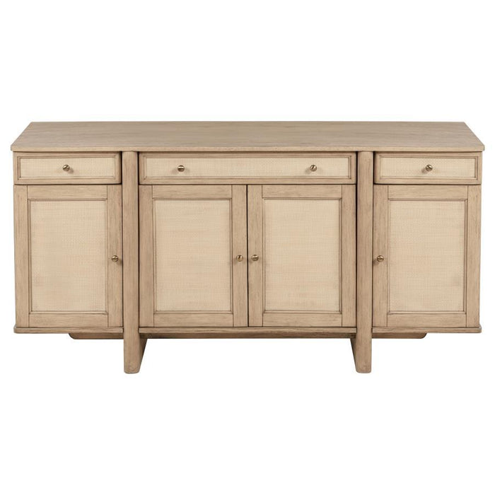 Kailani - 4-Door Cane Sideboard Buffet Cabinet - Beige Oak - Simple Home Plus