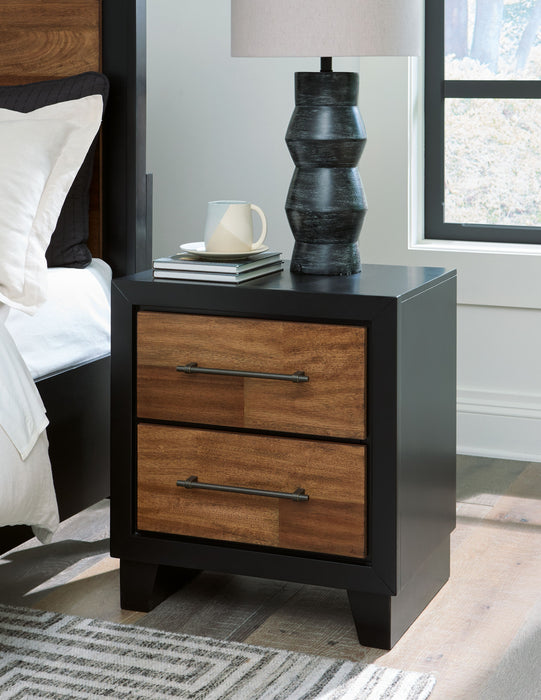 Kraeburn - Brown / Black - Two Drawer Night Stand - Simple Home Plus