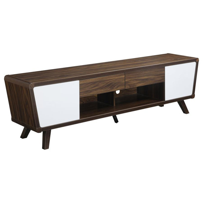 Alvin - 2 Door Engineered Wood TV Stand - Dark Walnut - Simple Home Plus
