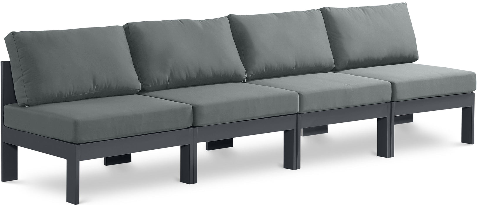 Nizuc - Outdoor Patio 4 Seat Armless Modular Sofa With Gray Frame - Simple Home Plus