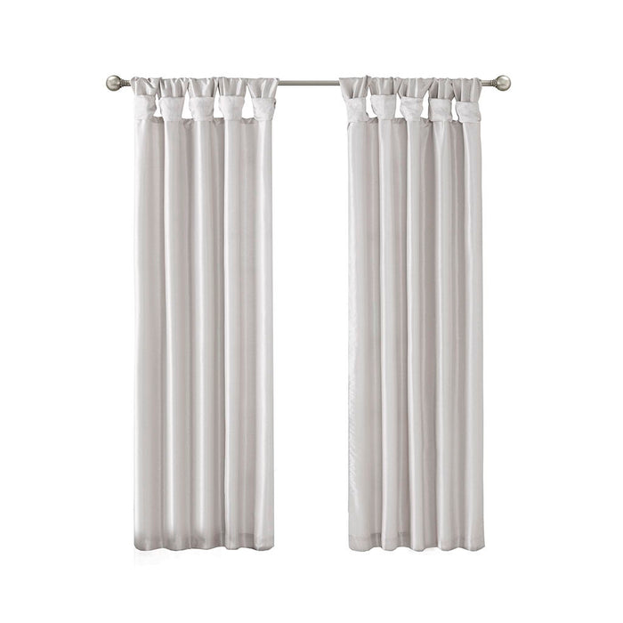 Emilia - Twist Tab Lined Window Curtain - Silver - Simple Home Plus