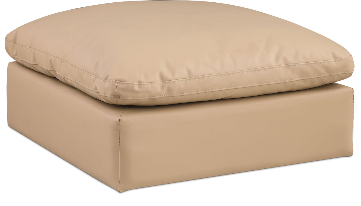 Comfy - Faux Leather Ottoman - Tan - Simple Home Plus
