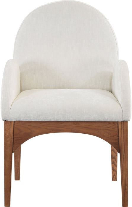 Waldorf - Chenille Dining Arm Chair With Brown Legs - Simple Home Plus