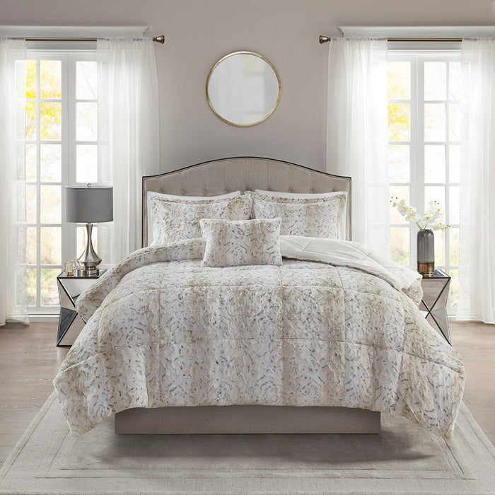 Zuri - Comforter (Set of 4) - Snow Leopard - Simple Home Plus