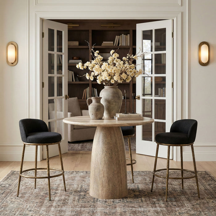 Ferro - Performance Fabric Upholstered Bar Stool - Antique Brass - Simple Home Plus