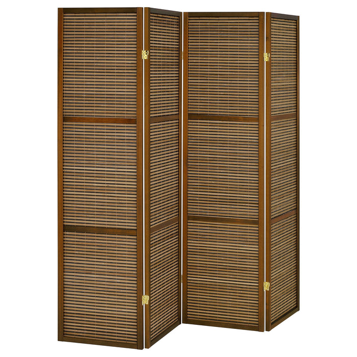 Browning - 4-Panel Bamboo Room Divider Folding Screen - Walnut - Simple Home Plus