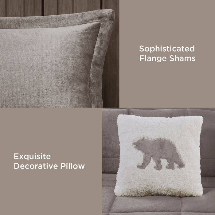 Alton - King Down Alternative Comforter Set - Gray / Ivory - Simple Home Plus