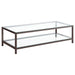 Trini - 1-Shelf Glass Top Coffee Table - Black Nickel - Simple Home Plus