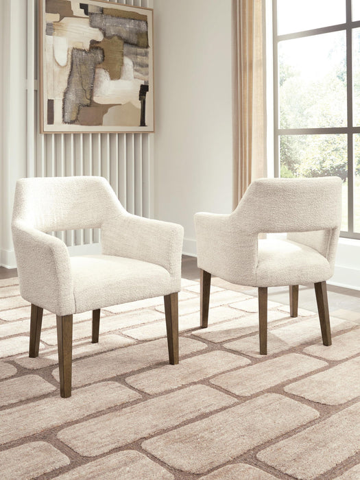 Marxmore - Dining Upholstered Arm Chair (Set of 2) - Beige / Brown - Simple Home Plus
