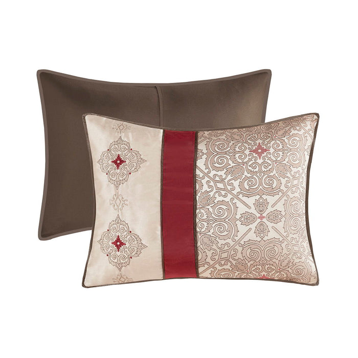 Donovan - Queen 7 Piece Comforter Set - Red - Simple Home Plus