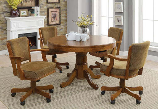Mitchell - 5 Piece Game Table Set - Amber And Brown - Simple Home Plus