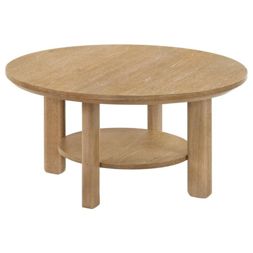 Ottowa - Round Wood Table With Shelf - Simple Home Plus