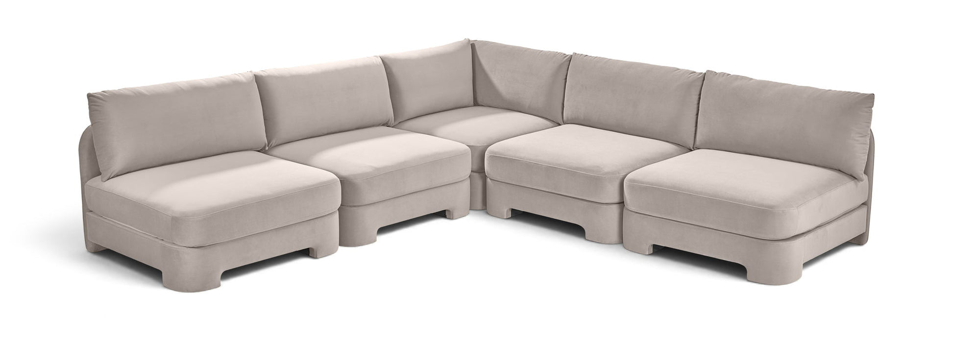Hammond - Velvet Performance Fabric Upholstered 5 Piece Armless Sectional - Simple Home Plus