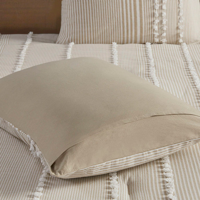 Anslee - King 3 Piece Yarn Dyed Comforter Set - Taupe - Simple Home Plus