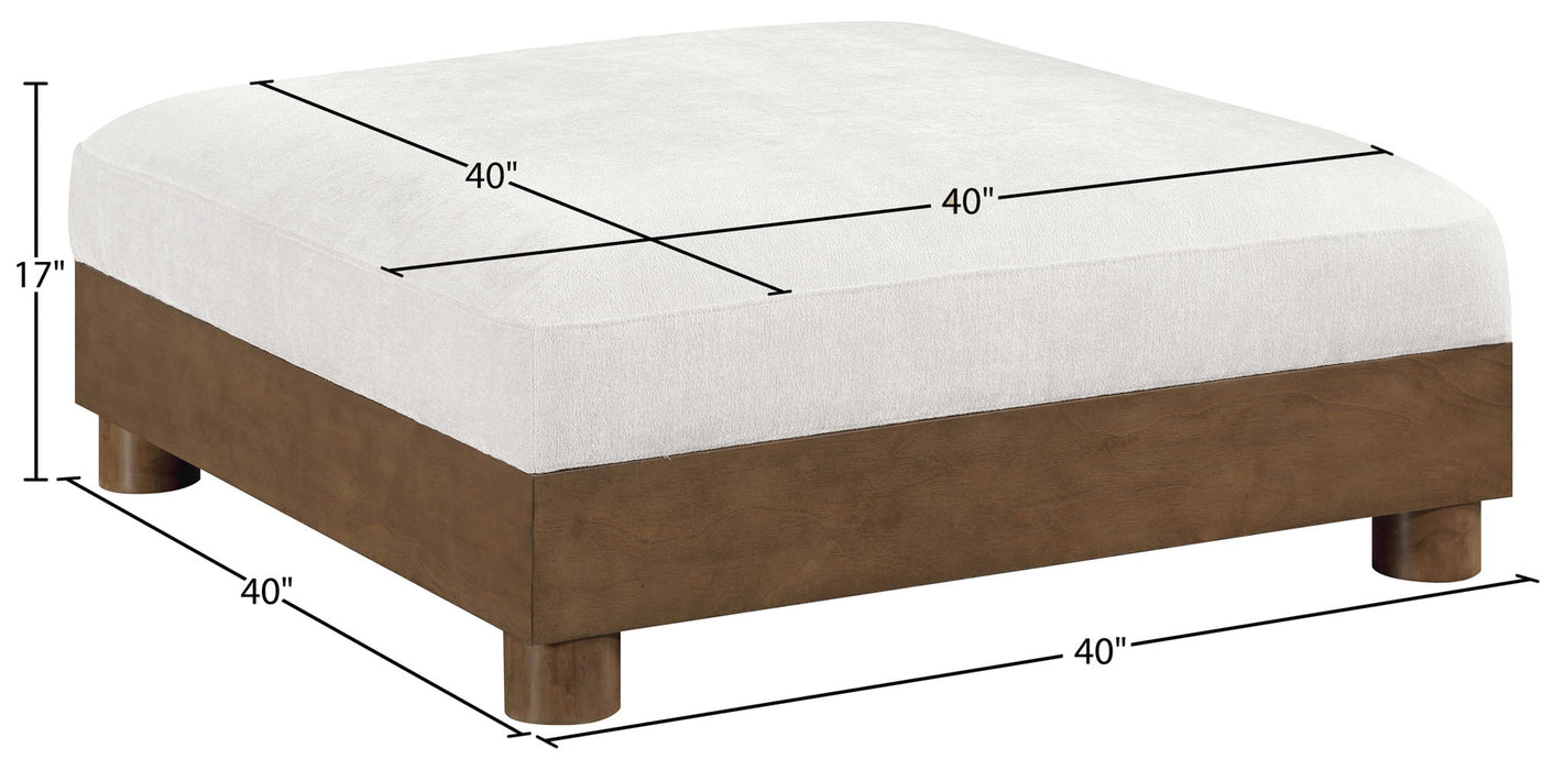 Turin - Chenille Fabric Upholstered Modular Ottoman - Walnut Base - Simple Home Plus