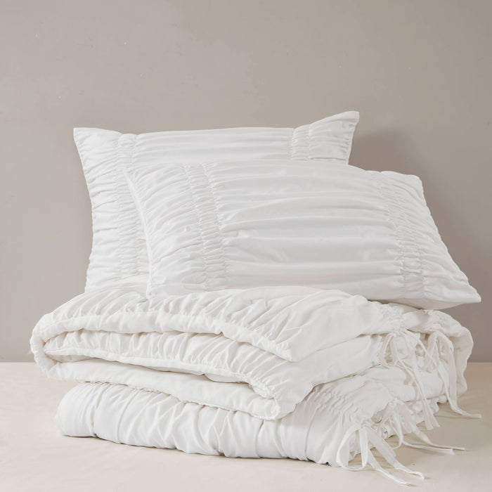 Mia - 2 Piece Twin/Twin Long Comforter Set - White - Simple Home Plus