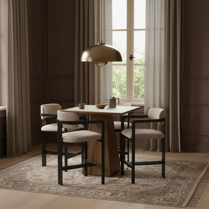 Aurum - Vegan Leather Upholstered Counter Stool - Taupe - Simple Home Plus
