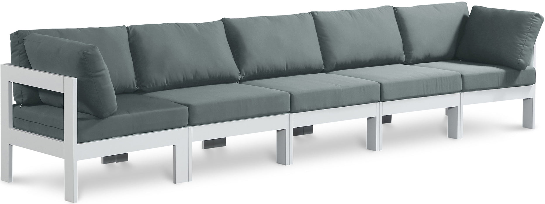Nizuc - Outdoor Patio 5 Seat Modular Sofa With White Frame - Simple Home Plus