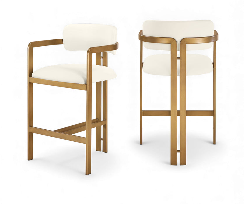 Aurum - Vegan Leather Upholstered Counter Stool With Brushed Brass Base - Simple Home Plus